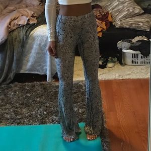 Snakeskin flare pants